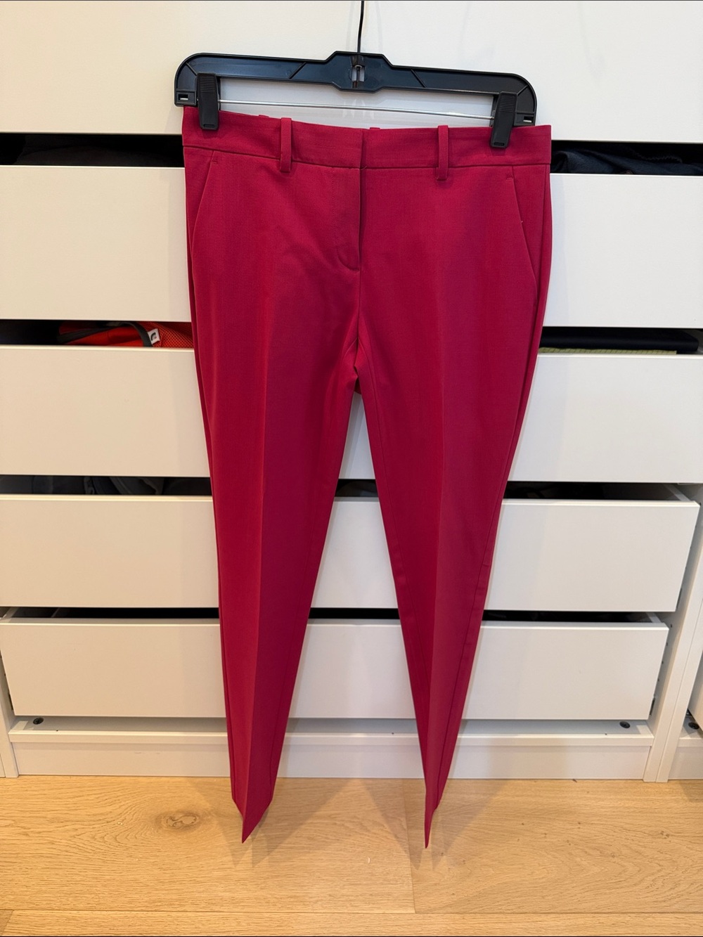 Women's Slim Fit Dress Pants in Deep Raspberry